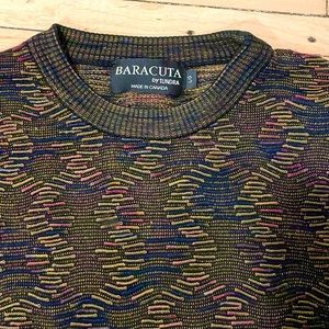 Baracuta by Tundra multi color textured cotton vintage grandpa sweater